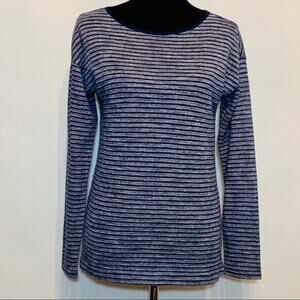 Lou & Grey blue gray striped knit pullover top size Small